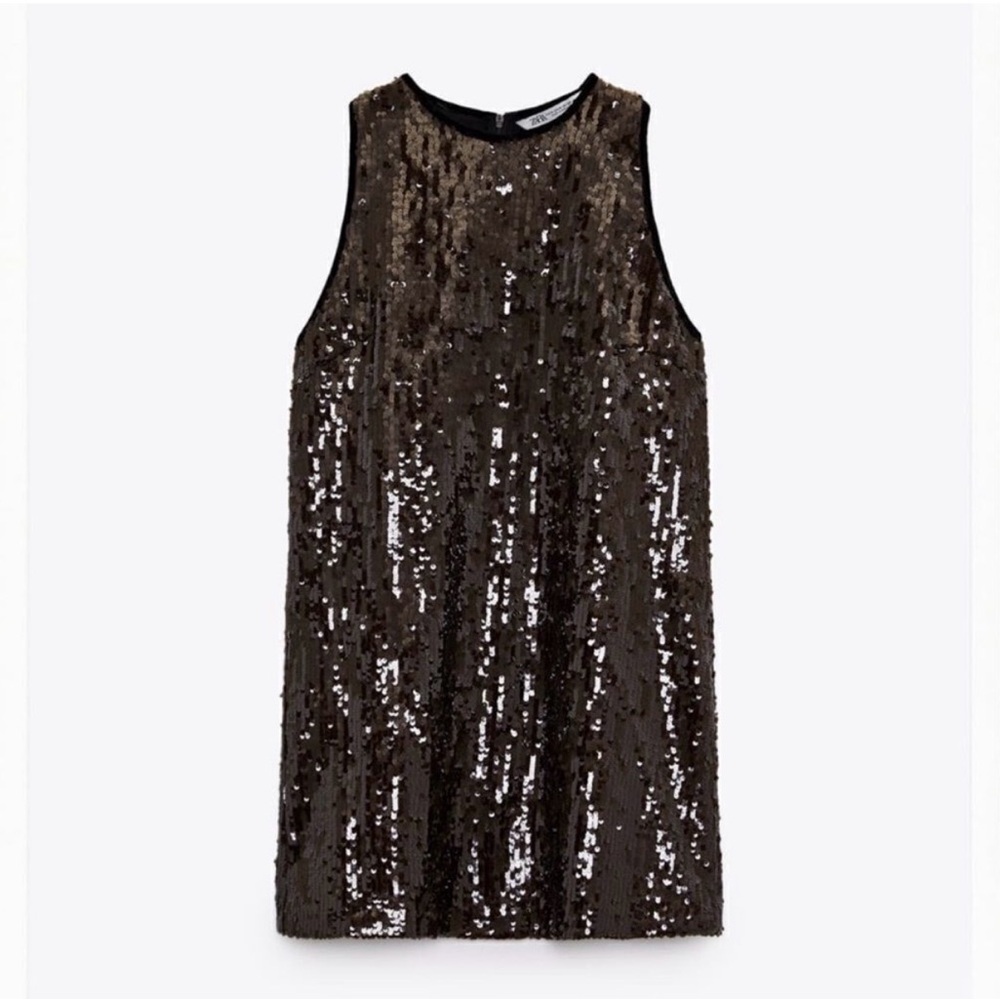 Zara Sequin Dress in Black and Brown